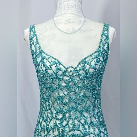 JOANNA MASTROIANNI Beaded Illusion-Neck Cocktail Dress size 2 - Picture 2 of 13